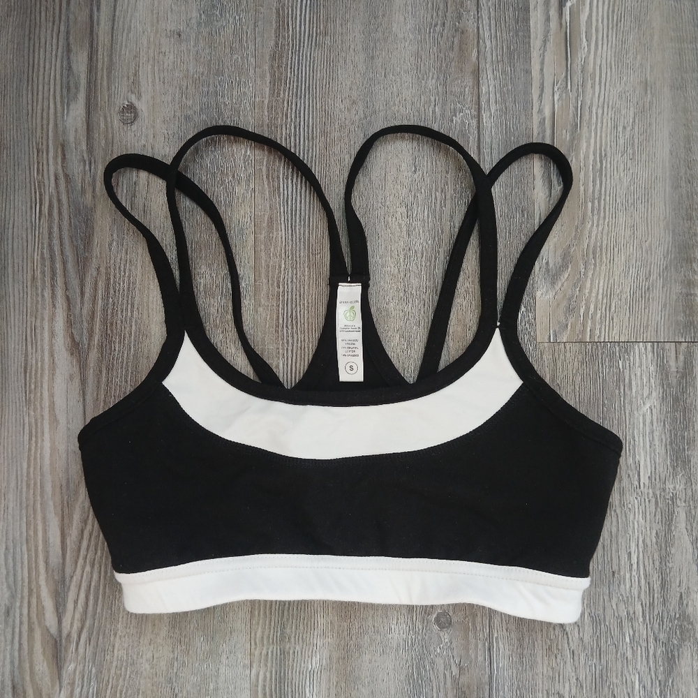 Green Apple Black and White Hard To Find Super Cute Like New Sports Bra Small